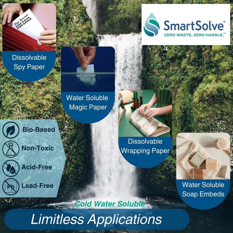 SmartSolve 2 pt. Water-Soluble Bio-Based Paper | Dissolves Quickly in Water | Biodegradable | Eco-Friendly | Tracing, Sewing Patterns, Crafts | Letter Size 8.5â€ x 11â€ | Pack of 25 White Sheets - Image 5